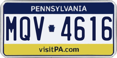 PA license plate MQV4616