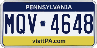 PA license plate MQV4648
