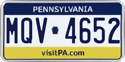 PA license plate MQV4652