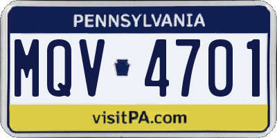 PA license plate MQV4701