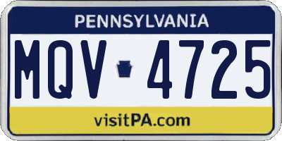 PA license plate MQV4725