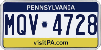 PA license plate MQV4728