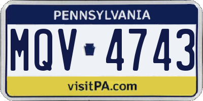 PA license plate MQV4743