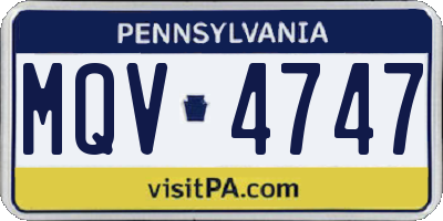 PA license plate MQV4747