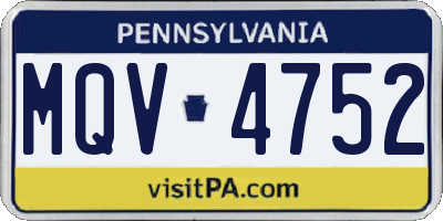 PA license plate MQV4752