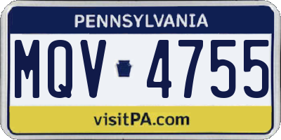PA license plate MQV4755