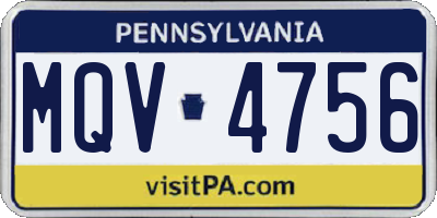 PA license plate MQV4756