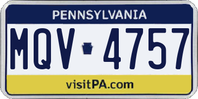 PA license plate MQV4757