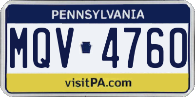 PA license plate MQV4760