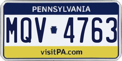 PA license plate MQV4763