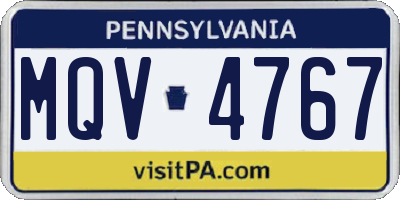 PA license plate MQV4767