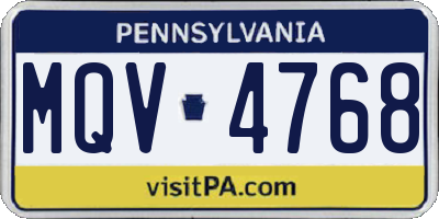 PA license plate MQV4768