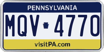 PA license plate MQV4770