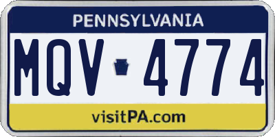 PA license plate MQV4774