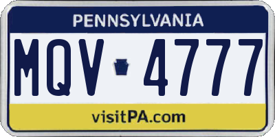 PA license plate MQV4777