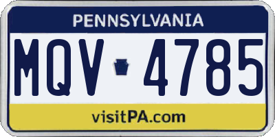 PA license plate MQV4785