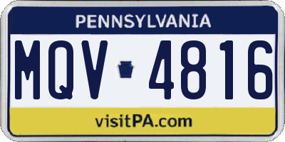 PA license plate MQV4816