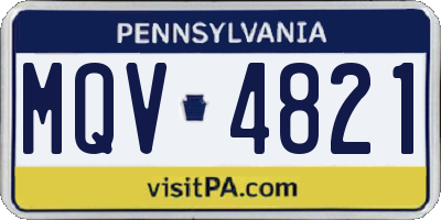 PA license plate MQV4821