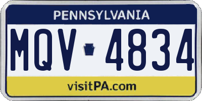 PA license plate MQV4834