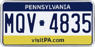 PA license plate MQV4835