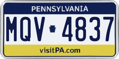 PA license plate MQV4837