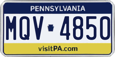 PA license plate MQV4850