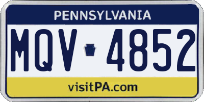 PA license plate MQV4852