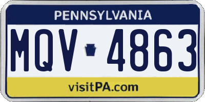 PA license plate MQV4863
