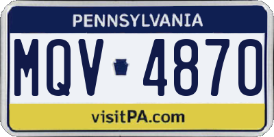PA license plate MQV4870
