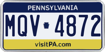 PA license plate MQV4872