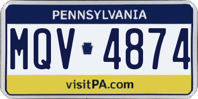 PA license plate MQV4874