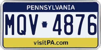 PA license plate MQV4876