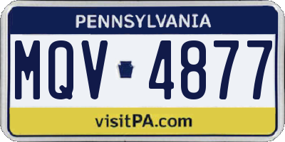 PA license plate MQV4877