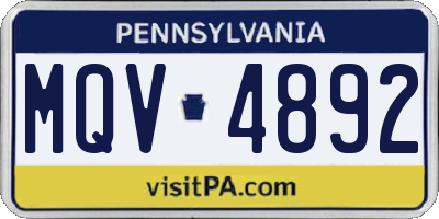PA license plate MQV4892