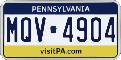 PA license plate MQV4904