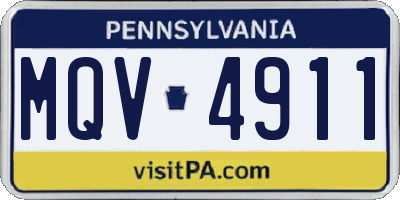 PA license plate MQV4911