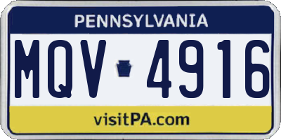 PA license plate MQV4916