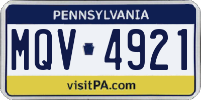 PA license plate MQV4921