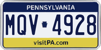 PA license plate MQV4928