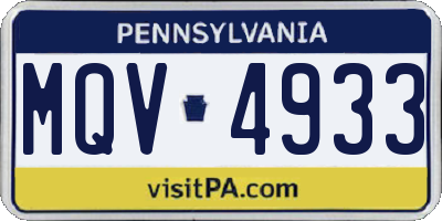 PA license plate MQV4933