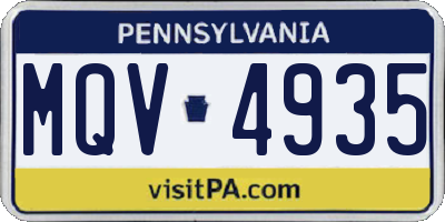 PA license plate MQV4935