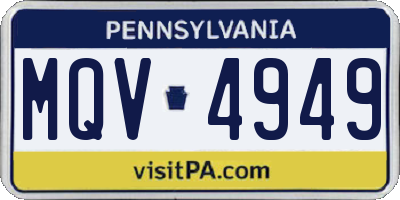 PA license plate MQV4949