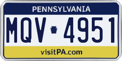 PA license plate MQV4951