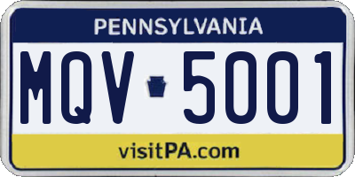 PA license plate MQV5001