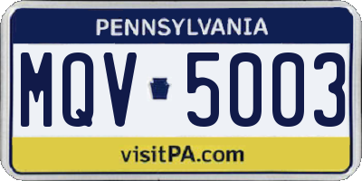 PA license plate MQV5003