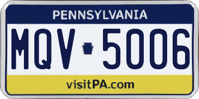PA license plate MQV5006