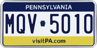 PA license plate MQV5010