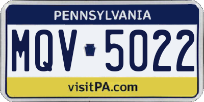 PA license plate MQV5022