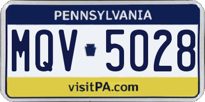 PA license plate MQV5028