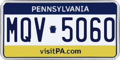PA license plate MQV5060